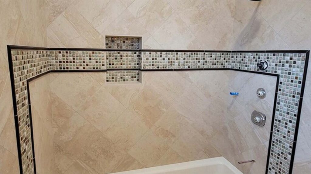 beautiful multi-tile patterns for tub and shower surround