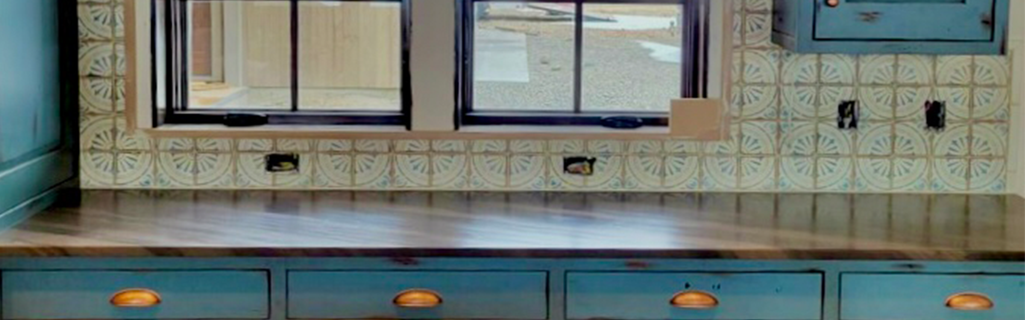 custom patterned tiling over counter